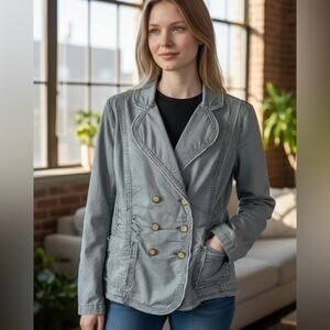 Sundance Green Cotton Utility Jacket Double Breasted Size M